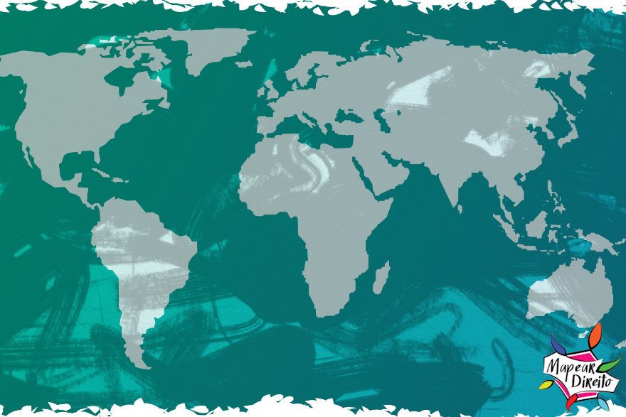 O que é Estado mapa do mundo artístico azul verde