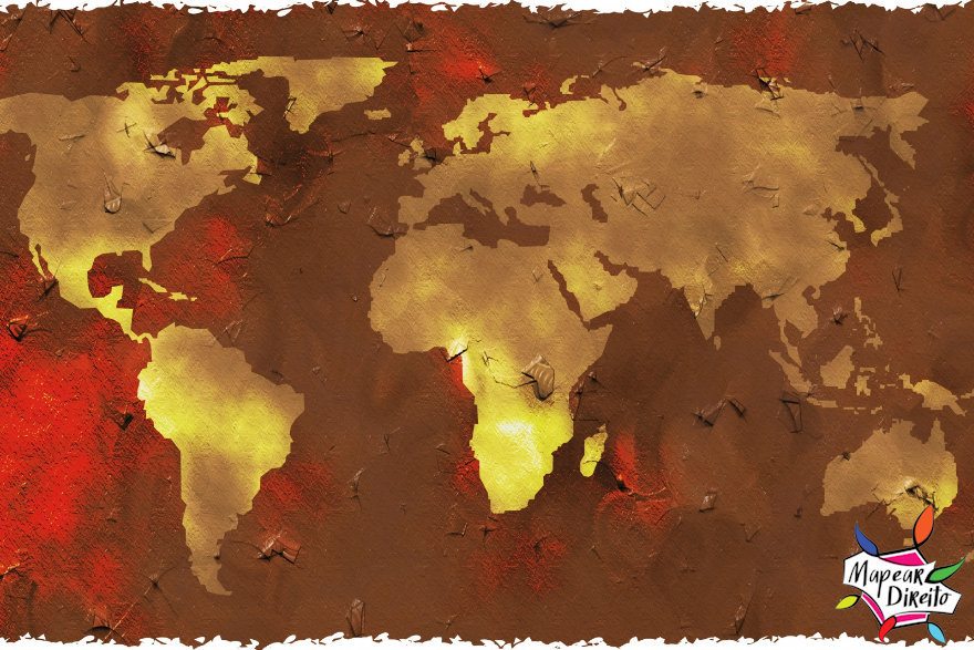 O que é Estado mapa do mundo artístico vermelho amarelo